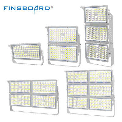 Proyector LED modular con cuerpo de lámpara de aleación de aluminio de soporte ajustable y disipación de calor en forma de aleta para iluminación de estadios