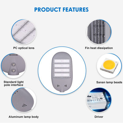 Alta luminosidad Alta eficiencia lumínica LED Luz de calle IP65 Color de aluminio