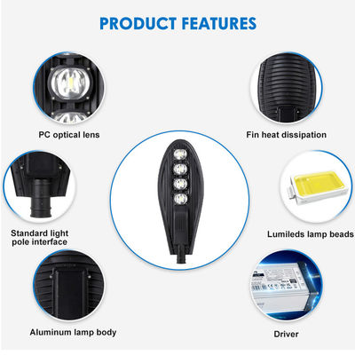 50W-250W Luz de calle LED de alta potencia con clasificación de impermeabilidad IP66 y eficiencia de 120 lm / W