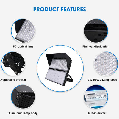 Foco LED impermeable IP66 con 50000 horas de vida útil y ángulo ajustable de 216° para estadios y aplicaciones de mástil alto