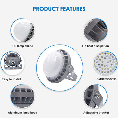 Luz de bahía industrial impermeable IP65 con temperatura de color de 5500-6500K y construcción de aluminio + vidrio templado