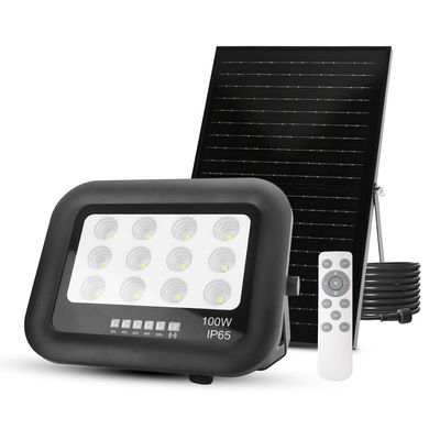 Jardín al aire libre Ip65 ABS lámpara solar de vidrio templado 100w LED luz solar de inundación