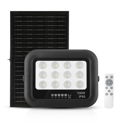 Jardín al aire libre Ip65 ABS lámpara solar de vidrio templado 100w LED luz solar de inundación