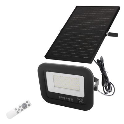 Luz de patio solar exterior de alta luminosidad Ip65 Control de aluminio Luz de inundación solar LED