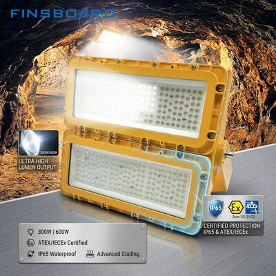Luz de inundación LED a prueba de explosiones de 300W Montaje en trípode portátil IECEx Temporal 36000lm IP67 Aleación de aluminio sin cobre
