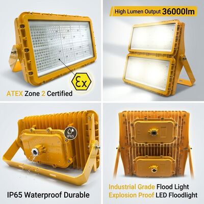 600W Luz de inundación LED a prueba de explosión ATEX Zona 21 Zona 22 A prueba de polvo Antiestática 78000lm IP66 Iluminación de aluminio