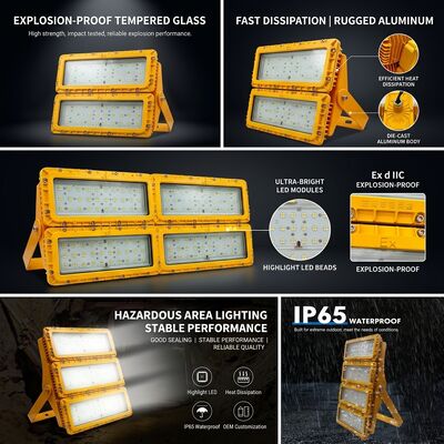 Foco LED Antiexplosión IP65 de 600W -40C/60C LUMILEDS LM-80 ATEX IIb T6 WF2 Luminaria para Área Peligrosa