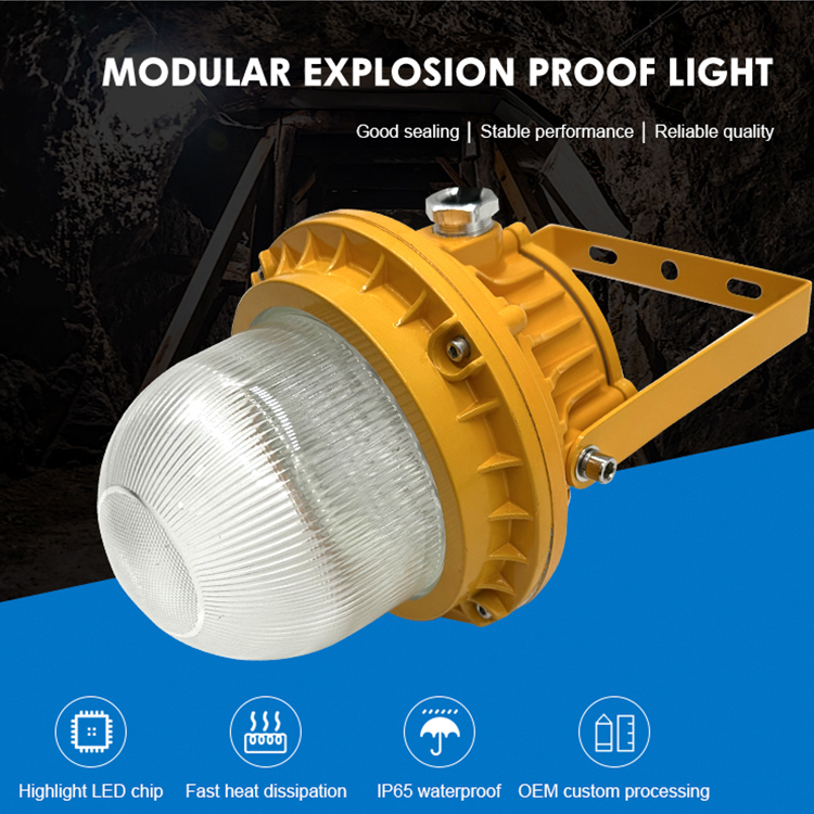Alta luminosidad luz de alta bahía aluminio vidrio templado 50w 100w 150w luz a prueba de explosión