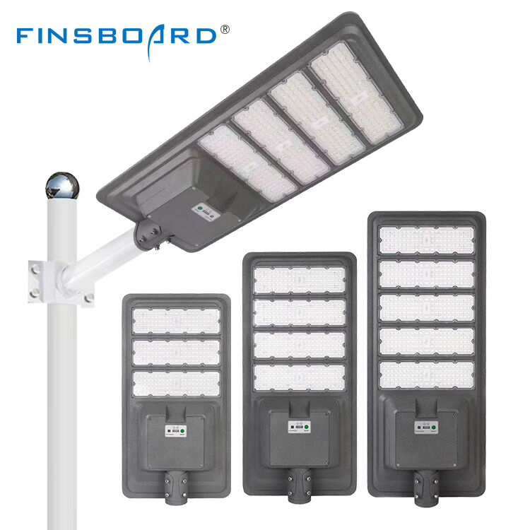 Iluminación exterior Ip65 Sensor de movimiento de aluminio impermeable lámpara solar 300w 400w 500w integrado todo en una luz solar de la calle