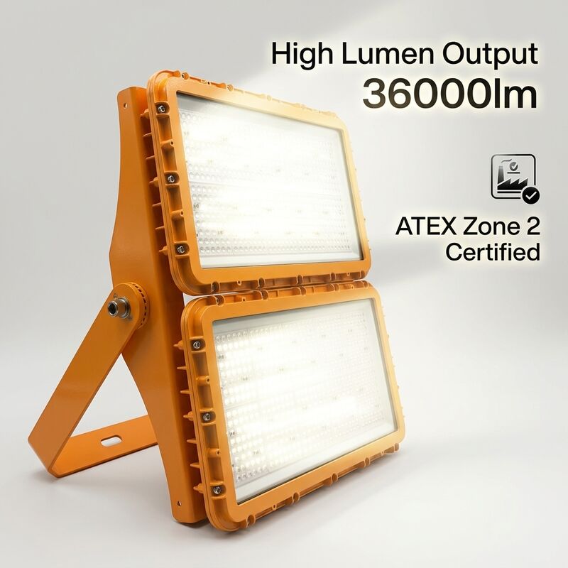 300W luz de inundación a prueba de explosión LED 90° montaje de boom granja de tanques de área ancha gris ATEX IIB T6 IP65 RFEPL8280 Iluminación