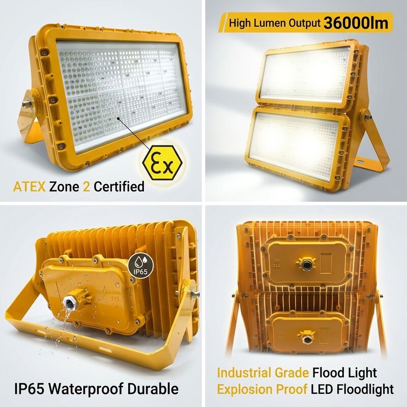 600W Luz de inundación LED a prueba de explosión ATEX Zona 21 Zona 22 A prueba de polvo Antiestática 78000lm IP66 Iluminación de aluminio