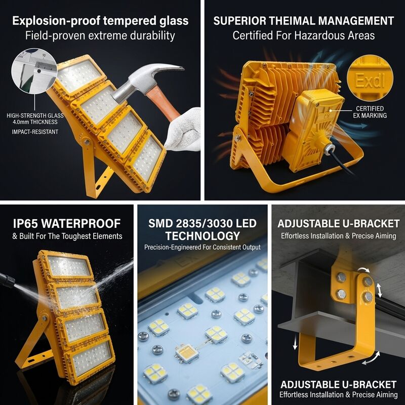 Zona 1 Zona 2 300W luz LED a prueba de explosión luz de inundación LUMILEDS LM-80 ATEX IIb T6 Polvo de gas IP65 área peligrosa