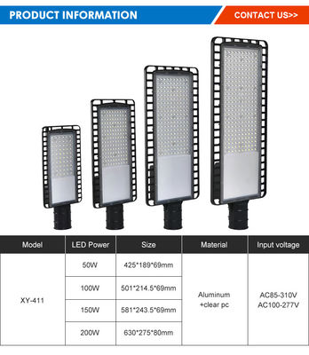 Eficiencia energética Lámpara de carretera exterior 50W/100W/150W/200W Aluminio + PC