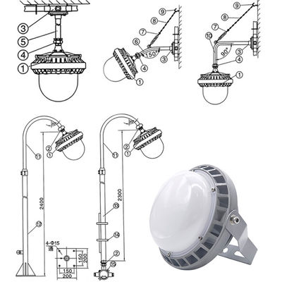 Industrial Higbay Light Talleres de la estación de servicio de la fábrica 50w 100w 150w Led Luz de la plataforma a prueba de explosión