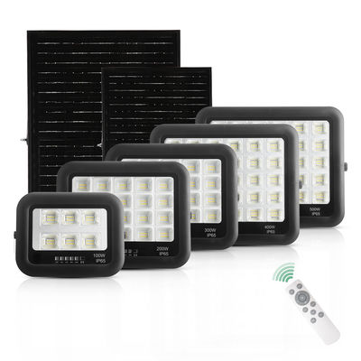 Ip65 ABS lámpara solar de vidrio templado 100w 200w 300w 400w 500w LED luz solar de inundación