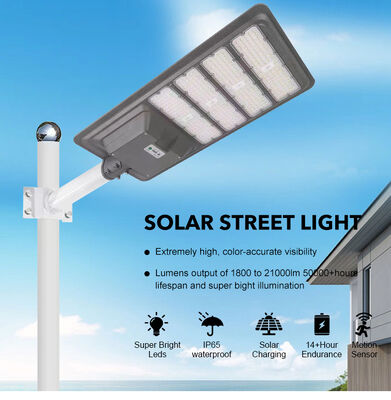 All in One Sensor de movimiento ABS Lámpara de calle solar LED 100W 200W 300W 500W LED Luz solar de calle